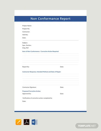 Free Blank Non Conformance Report Template