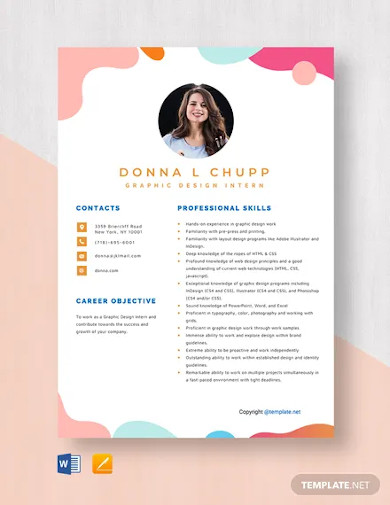 free graphic design intern resume template