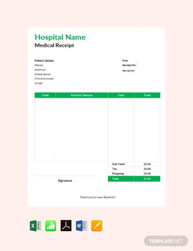 Medical Receipt - 8+ Examples, Format, Word, Excel, Pages, Numbers ...