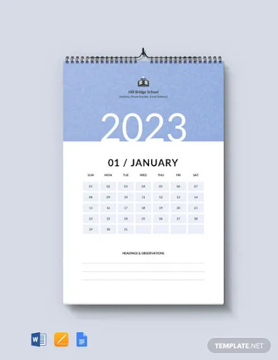 free monthly school desk calendar template
