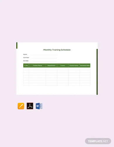 training schedule template excel