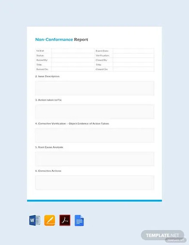 Free Non Conformance Report Example