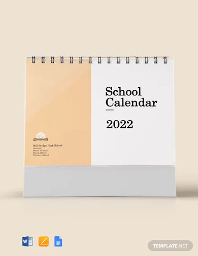 free printable school desk calendar template