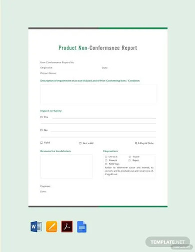 Free Product Non Conformance Report Template