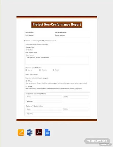 Free Project Non Conformance Report Template