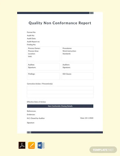 free quality non conformance report template