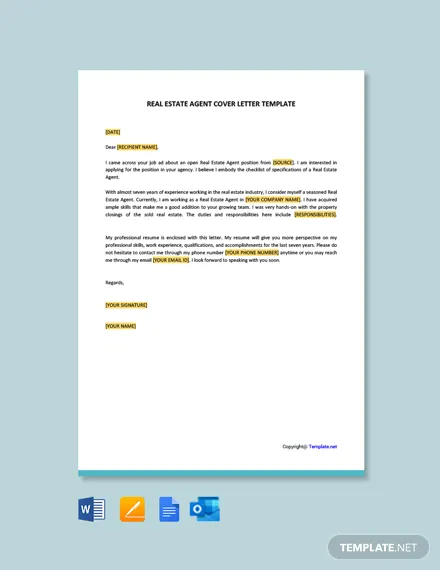 free real estate agent cover letter template