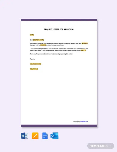 Free Request Letter for Approval Template