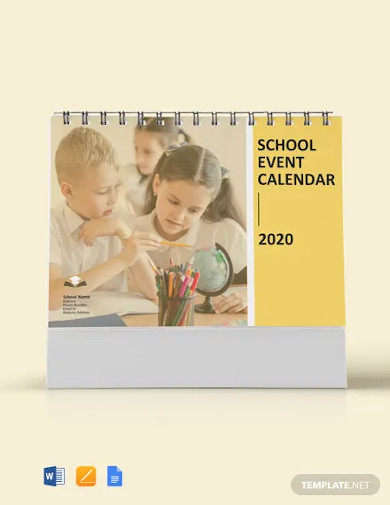 Free School Event Desk Calendar Template