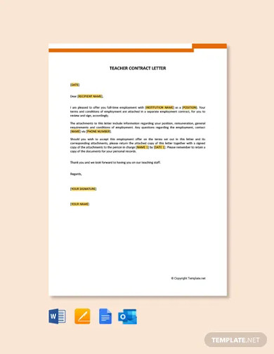 free teacher contract letter