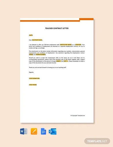 Free Teacher Contract Letter