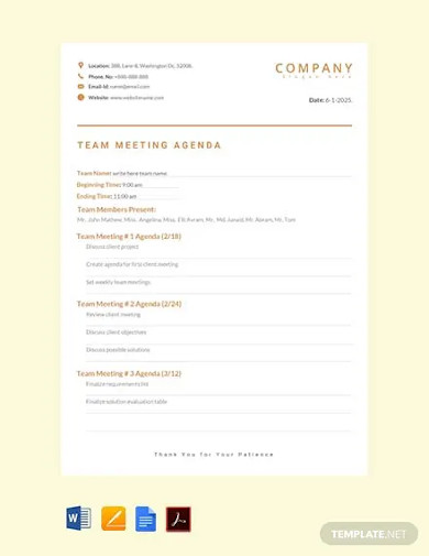 Free Team Meeting Agenda Template