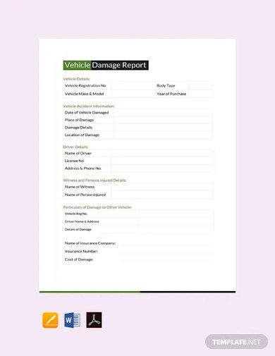 Free Vehicle Damage Report Template
