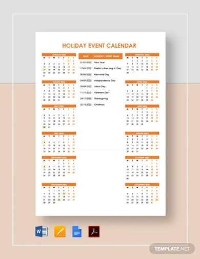 Event Calendar - 15+ Examples, Format, Pdf | Examples