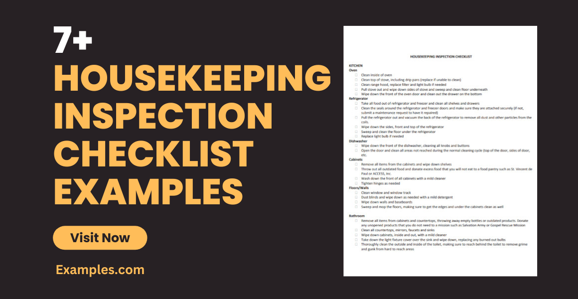 Housekeeping Inspection Checklist Examples