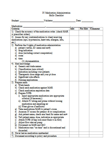 medication administration skills checklist