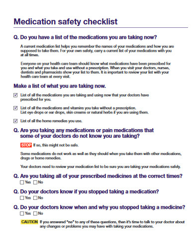 medication safety checklist