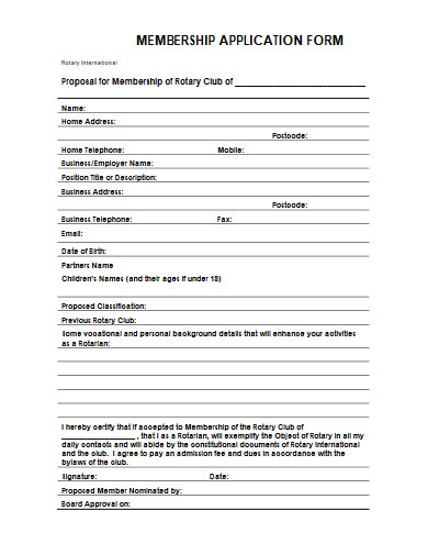 membership application form