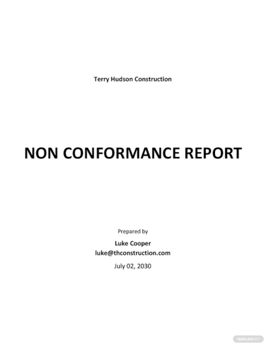 non conformance report sample template
