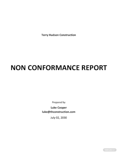 Non conformance Report Sample Template