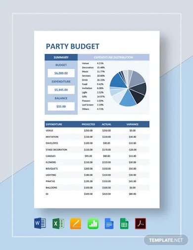 party budget template