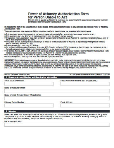 printable power of attorney authorization form