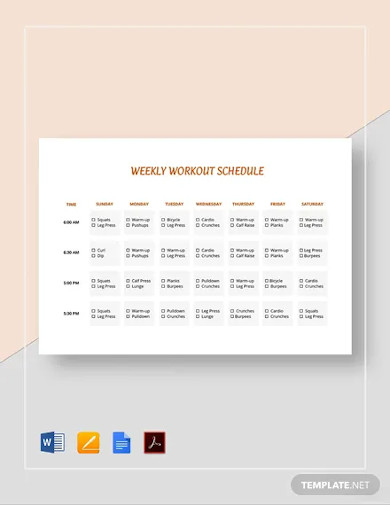 printable weekly workout schedule