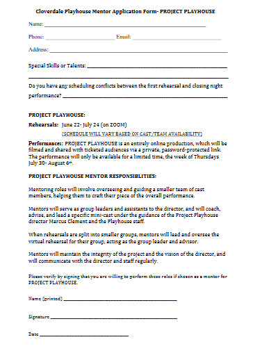 project mentor application form