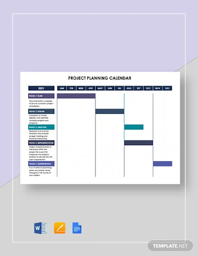 project planning calendar template
