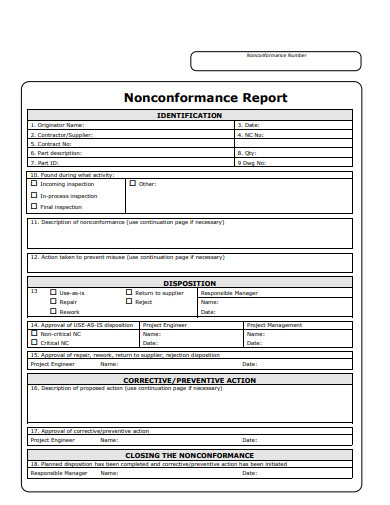 quality non conformance report