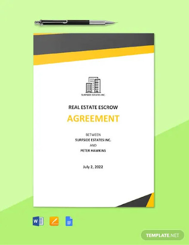 real estate escrow agreement template
