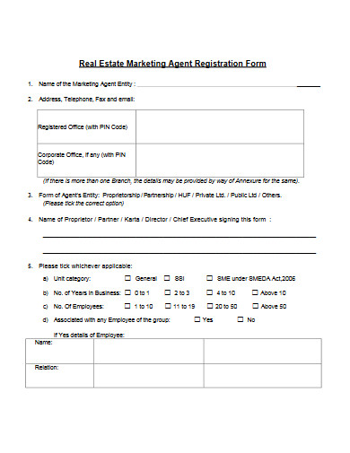 real estate marketing agent registration form