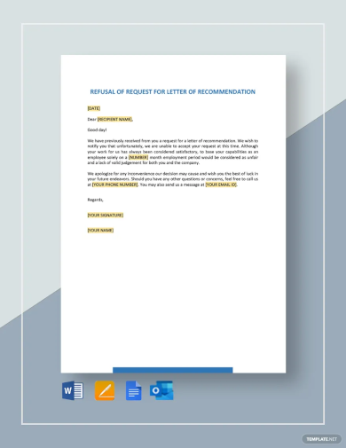 refusal of request for letter of recommendation template