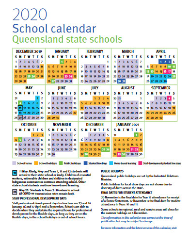 sample school calendar