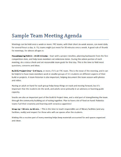 Team Meeting Agenda - 10+ Examples, Format, Pdf | Examples