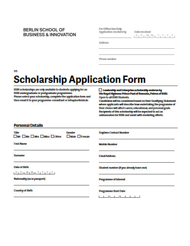 scholarship application form