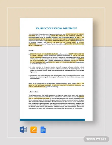 source code escrow agreement template