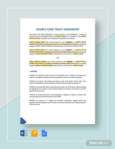 source code trust agreement template
