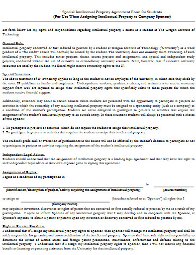 special intellectual property agreement form