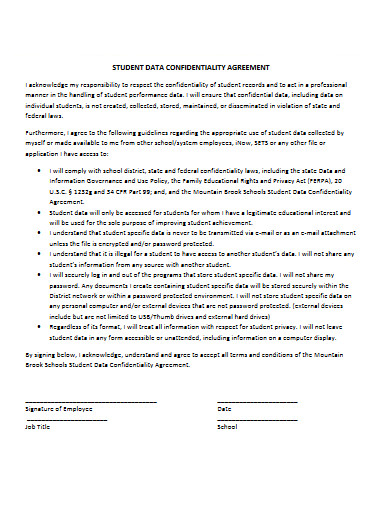 student data confidentiality agreement