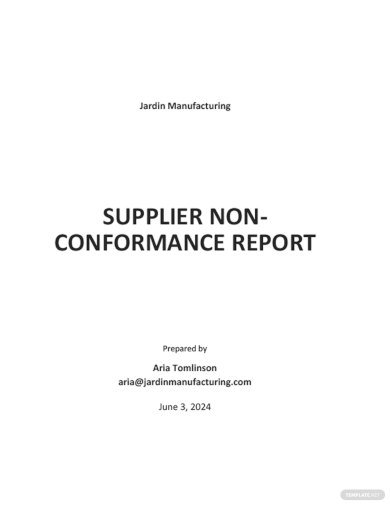 Supplier Non conformance Report Template