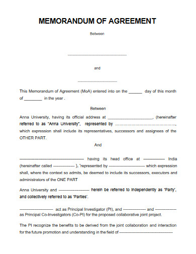 university memorandum of agreement