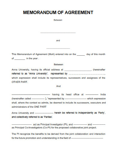 Memorandum of Agreement - 10+ Examples, Format, Pdf | Examples