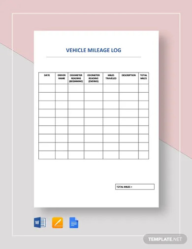 vehicle mileage log template