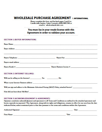 wholesale purchase agreement