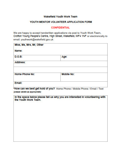 Mentor Application Form - 10+ Examples, Format, Pdf | Examples