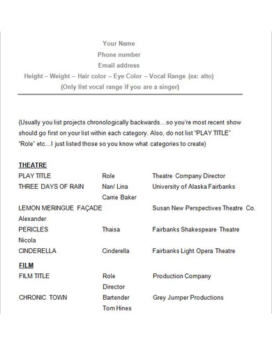acting resume example