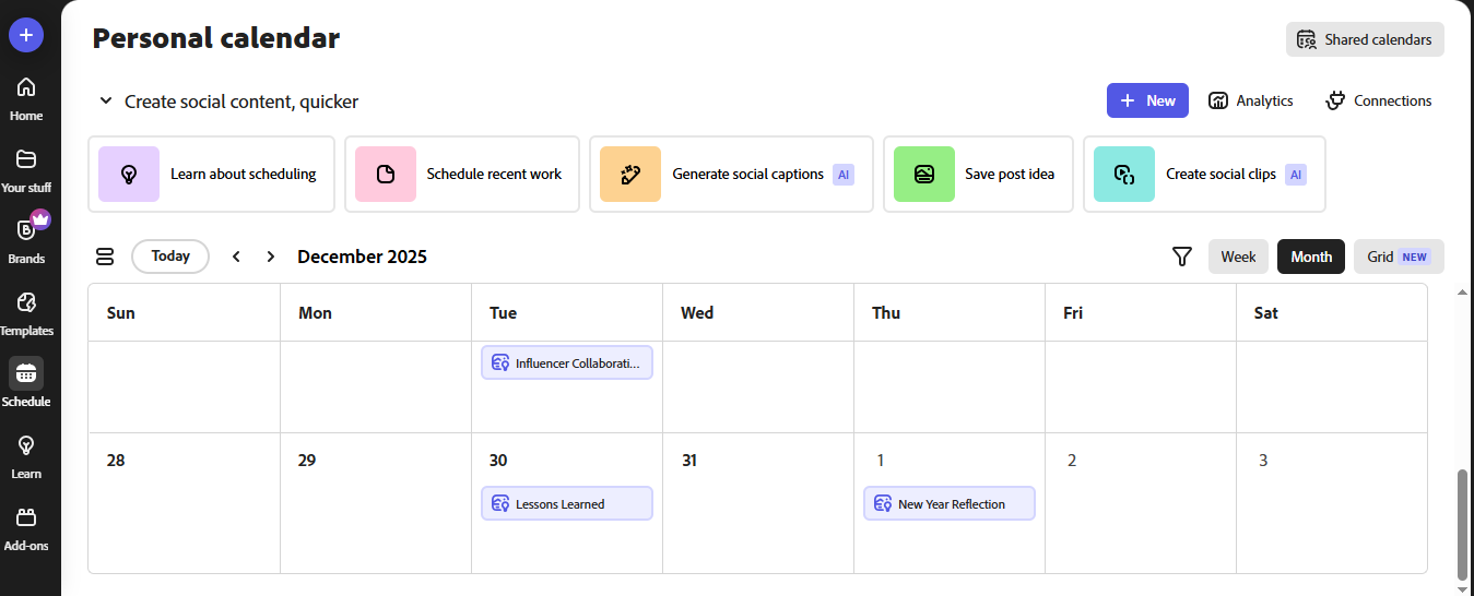 Adobes Social Media Calendar and Scheduler