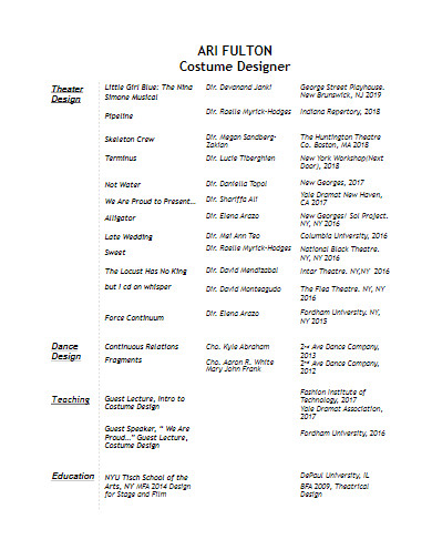 agency theater resume