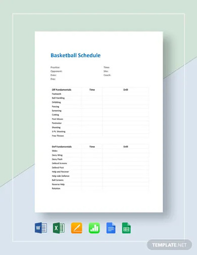 basketball schedule template